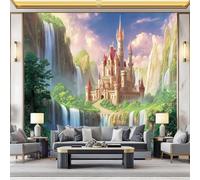 Mural de Pared 300 x 210 cm - diseño Onírico Valle Cascada Castillo - Papel Pintado No Tejido, Impermeable y Transpirable - Decoración de Pared para Salón, Dormitorio - Vistoso