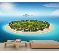 Mural de pared 3D autoadhesivo con diseño de paraíso tropical, ideal para dormitorio, baño o sala de estar. 250x195cm (No es autoadhesivo)