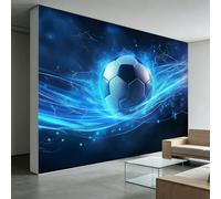 Mural de Pared 3D Moderno Ciencia ficción Deportes Fútbol Rayas Papel Pintado Fotográfico Arte fantástico, Fotomural Póster Decorativo Azul profundo para Sala de Estar y Dormitorio Infantil 400x280 cm