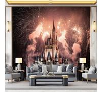 Mural de Pared 3D Paisaje, Fotografía Iluminación Castillo Fuego artificiales Impreso, Vistoso Mural de Pared No Tejido Decoración de Póster Diseño 200 x 140 cm Para Estar Dormitorio Infantil