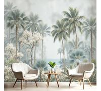 Mural de Pared 3D Palmeras y pájaros, Papel Pintado Fotográfico, plantas tropicales Decoración Moderna de Pared, Póster Artístico para Salón o Dormitorio Infantil - 300x210cm
