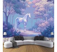 Mural de Pared 3D Tema de fantasía, Unicornio del bosque Póster Decorativo Moderno para Salón o Dormitorio Infantil, Diseño Fotográfico - 300 x 210 cm