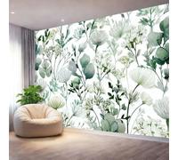 Mural de Pared 400 x 280 cm（WxH, Papel Pintado Flores Silvestres Acuarelas Frescas Decorativo Blanco para Salón Dormitorio y Cocina - Papel Adhesivo Removible Gran Formato