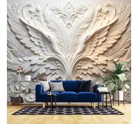 Mural De Pared Alas De Ángel En Relieve 3D 140X104 Pulgadas Revestimiento De Pared De Plumas En Relieve Vintage Papel Tapiz De Color Degradado para Dormitorio Papel Tapiz Panorámico Tipo Póster P