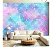 Mural de Pared Autoadhesivo 300 x 210 cm（WxH), Papel Pintado Acuarela Degradado Geométrico Colorido para Salón y Dormitorio De Ensueño Habitación De Princesa - Vinilo Removible Gran Formato Fácil