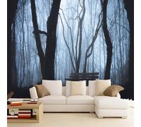 Mural de pared Banco De Árbol Forestal Papel tapiz autoadhesivo grande Paisaje Nocturno Murales fotográficos para sala de estar dormitorio TV oficina restaurante decoración del hogar