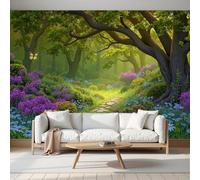 Mural de pared Bosque De Cuento De Hadas Sendero De Piedra, Papel Pintado Fotográfico Seda, 350 x 256cm (ancho x alto) para Decoración del Hogar, Salón, Dormitorio, Habitación Infantil