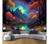 Mural De Pared Bosques, Montañas, Lagos Impreso Papel Pintado Fotográfico Colores Mezclados Decoración Póster Cielo Estrellado Fantasía 400×280 Cm Mural Para Sala De Estar Dormitorio Infantil