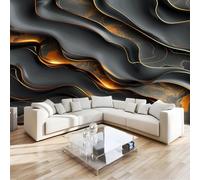 Mural de pared con estampado geométrico de mármol negro y dorado, papel pintado fotográfico no tejido, 400 x 280 cm (ancho x alto) para decoración del hogar, salón, dormitorio, habitación infantil
