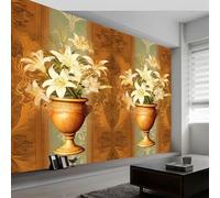 Mural de pared con jarrón de textura retro, papel pintado fotográfico con patrón Shabby Chic, moderno no tejido, para sala de estar o dormitorio de niños, 300 x 210 cm (ancho x alto)