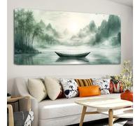Mural de pared con paisaje chino, lienzo resistente, blanco y negro, estilo tradicional asiático, para dormitorio, oficina (60 x 123 cm/24 x 48in)