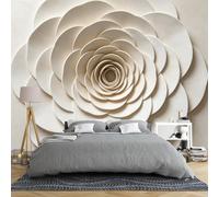 Mural De Pared Con Relieve Estereoscópico De Flores De Peonía Blanca De 350 × 280 Cm Papel Tapiz Panorámico 3D Grande No Tejido Con Textura De Pétalos Florales Beige En Relieve Decoración De P