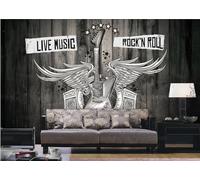 Mural de pared con temática de música negra para bar, cafetería, restaurante, 3D, 350 x 245 cm