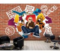 Mural de pared con temática de música rock hip-hop para restaurante o cafetería, 3D, 200 x 140 cm
