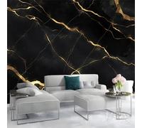 Mural de pared con textura de mármol dorado y negro, papel pintado fotográfico, no tejido, 200 x 140 cm (ancho x alto), mural para decoración del hogar, dormitorio, habitación infantil