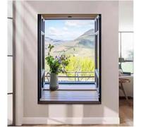 Mural de pared con ventana falsa en 3D, decoración de pared con ventanas que se abren de forma artificial con paisaje natural enmarcado, decoraciones de pared con vistas a la ventana para el hogar