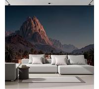 Mural De Pared De Antiguo Pueblo Egipcio En Las Montañas 350x256cm, Papel Pintado Panorámico Escena Nocturna Realista, Gran Seda Papel Pintado Decoración De Pared Sala TV Fondo Decorativos Murales