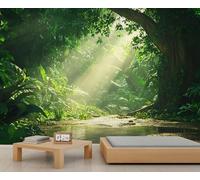 Mural de pared de bosque, mural de selva tropical, papel tapiz botánico para sala de estar, dormitorio, murales de pared de bosque, 200 x 140 cm (no se despega)