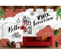 Mural de pared de cemento con ladrillo rojo retro, con eslogan inspirador, para decoración de bar, cafetería, restaurante, 3D, 200 x 140 cm