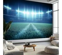 Mural de pared de césped deportivo con diseño de campo de fútbol, papel pintado fotográfico moderno no tejido para sala de estar o dormitorio de niños, 200 x 140 cm (ancho x alto)