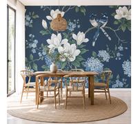 Mural de pared de Estilo Chino Flores Y Pájaros, papel pintado fotográfico con Urracas Magnolias Hortensias, 250 x 175cm, mural fotográfico decorativo para sala de estar, dormitorio, oficina