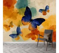 Mural de pared de estilo retro, papel pintado fotográfico pastoral abstracto de mariposa, no tejido, diseño moderno, póster decorativo de 300 x 210 cm, papel pintado para sala de estar, dormitorio de