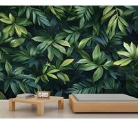 Mural de pared de hojas verdes, papel pintado 3D de hojas de plantas, mural de plantas tropicales para sala de estar, dormitorio, fondo de TV, decoración de hotel, bar, 200 x 140 cm