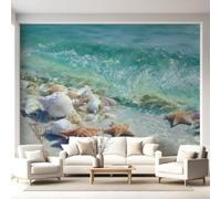 Mural de pared de naturaleza marina de verano, estrellas de mar, conchas marinas, playa de arena, calcomanías de pared, decoración del hogar, fondo de televisión, gran arte, pintura, carteles