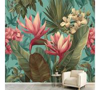 Mural de pared de plantas tropicales, 200 x 140 cm, papel pintado para dormitorio, sala de estar, no autoadhesivo, decoración del hogar, hojas de plátano, hojas de palma, selva