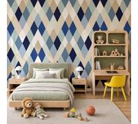 Mural de pared de Rombo Geométrico, papel pintado fotográfico con Mosaico Cuadrícula, 300 x 210cm (ancho x alto), mural fotográfico decorativo para sala de estar, dormitorio, oficina
