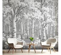 Mural de Pared de Surrealismo con Bosque De Abedules, Papel Pintado Fotográfico 350Anx256Al cm, Murales Fotográfico Decorativo para Sala de Estar, Dormitorio, Oficina
