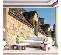 Mural de pared de tamaño personalizado, arquitectura de piedra de campo francés, estilo europeo, clásico, rústico, edificio de pueblo, tela autoadhesiva, extraíble, para decoración del hogar y la