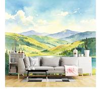 Mural de pared de tamaño personalizado, autoadhesivo, extraíble, de tela, montaña, lago, bosque, paisaje, acuarela, gran adhesivo decorativo para sala de estar