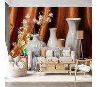 Mural de pared de tamaño personalizado, autoadhesivo, extraíble, jarrón de cerámica, arreglo floral, textura de naturaleza muerta, calcomanía de pared grande para sala de estar