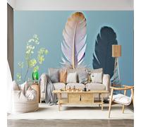 Mural de pared de tamaño personalizado, autoadhesivo, extraíble, plumas, delicadas sombras, susurros de ensueño, calcomanía de pared grande para decoración de sala de estar