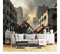 Mural de pared de tamaño personalizado, autoadhesivo, extraíble, tela abandonada, ruinas industriales abandonadas, decadencia urbana, paisaje apocalíptico, calcomanía de pared grande para decoración