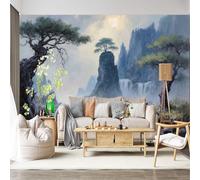 Mural de pared de tamaño personalizado, autoadhesivo, extraíble, tela serena, cascada, paisaje, serenidad, escena escénica, naturaleza, montaña, río, cascada de agua, calcomanía de pared grande para