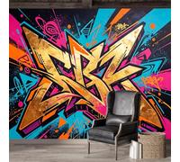 Mural de pared de tamaño personalizado, autoadhesivo, tela extraíble, abstracto, graffiti, arte pop, colorido, urbano, estilo urbano, calcomanía de pared grande para sala de estar