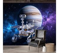 Mural de pared de tamaño personalizado, autoadhesivo, tela extraíble, espacial, rover, planeta, Júpiter, galaxia, efecto 3D, astronomía, ciencia ficción, gran adhesivo decorativo para sala de estar