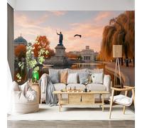 Mural de pared de tamaño personalizado, autoadhesivo, tela extraíble, frente al mar, paisaje europeo escénico, paisaje acuático, decoración grande para sala de estar
