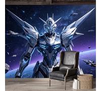 Mural de pared de tamaño personalizado, autoadhesivo, tela extraíble, futurista, robot meca, ciencia ficción, galaxia espacial, arte digital, calcomanía de pared grande para sala de estar