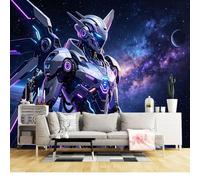 Mural de pared de tamaño personalizado, autoadhesivo, tela extraíble, futurista, robot mecha espacial, galaxia, ciencia ficción, arte grande, decoración de pared para sala de estar