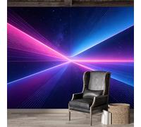 Mural de pared de tamaño personalizado, autoadhesivo, tela extraíble, haz de luz de neón futurista, abstracto, efecto 3D, decoración grande para sala de estar