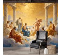 Mural de pared de tamaño personalizado, autoadhesivo, tela extraíble, mitología griega, dioses del Olimpo, nubes, arte neoclásico, calcomanía de pared grande para decoración de sala de estar