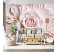 Mural de pared de tamaño personalizado, autoadhesivo, tela extraíble, rosa rosa, floración floral, texturizada, pétalos delicados, belleza, gran decoración de pared para sala de estar
