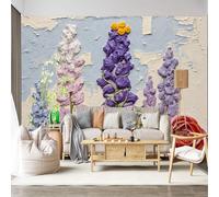 Mural de pared de tamaño personalizado, autoadhesivo, tela extraíble, texturizada, floral, flores en relieve, jardín, calcomanía de pared grande para sala de estar