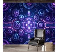 Mural de pared de tamaño personalizado, tela extraíble, diseño abstracto de ciencia ficción, diseño mecánico de ciencia ficción, adhesivo decorativo grande para sala de estar