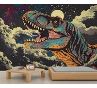 Mural de pared de tiranosaurio Rex, papel pintado 3D de dinosaurio, mural de dinosaurio de dibujos animados para casa de campo, sala de estar, dormitorio, sofá, decoración de fondo de TV, 366 x 254 cm