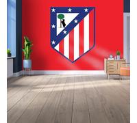 Mural de pared de vinilo con licencia del Atlético de Madrid, tamaño mediano (185 cm de alto x 100 cm de ancho), escudo a todo color en la marca roja