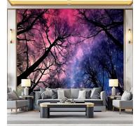 Mural de pared decorativo Vistoso, Diseño Fantasía Cielo estrellado Bosque, Papel pintado de alta definición, transpirable y resistente, ideal para salón, dormitorio u oficina 400 x 280 cm